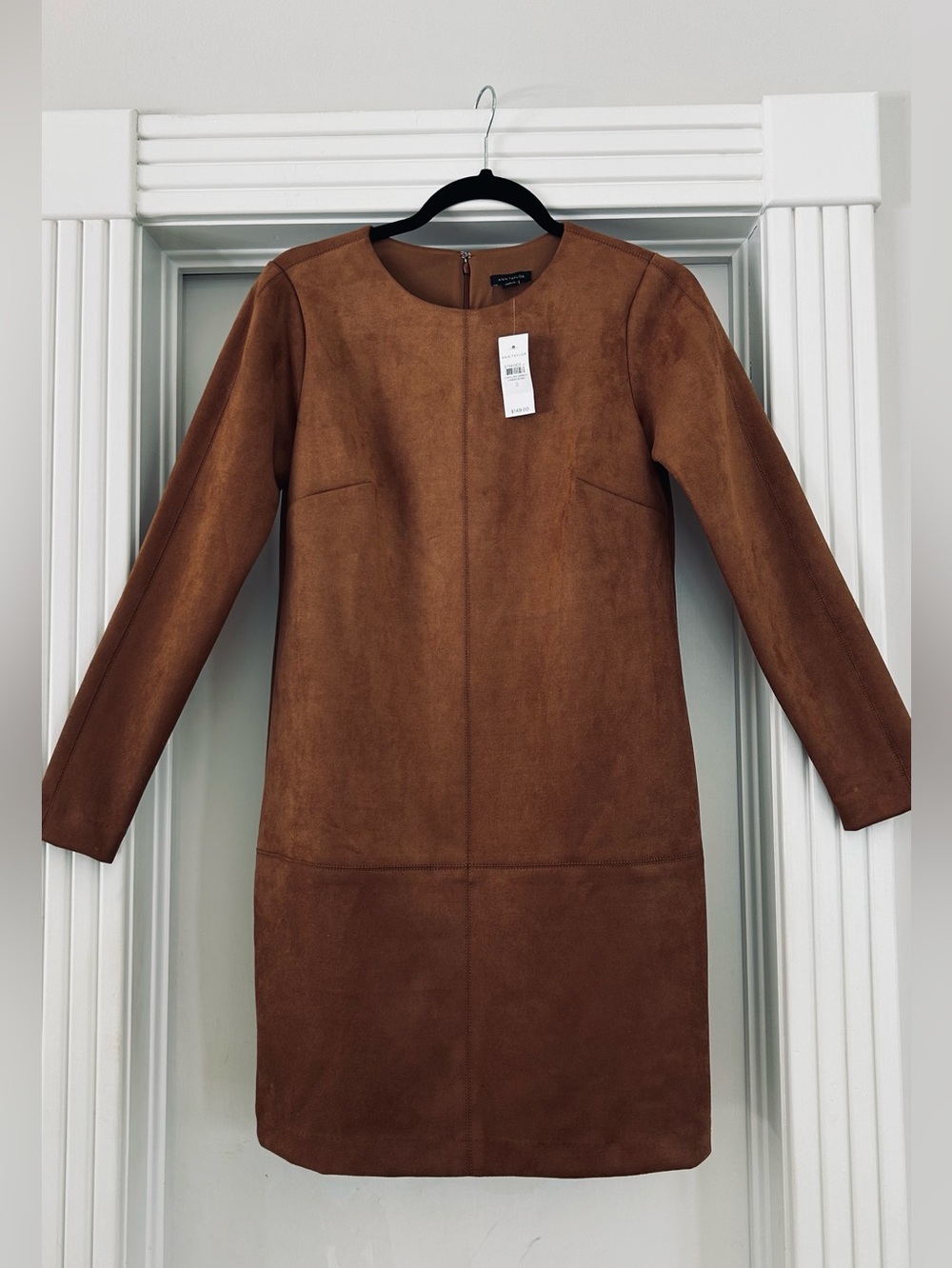 NWT Ann Taylor Faux Suede Shift Dress Cognac Brown Size 2 $149